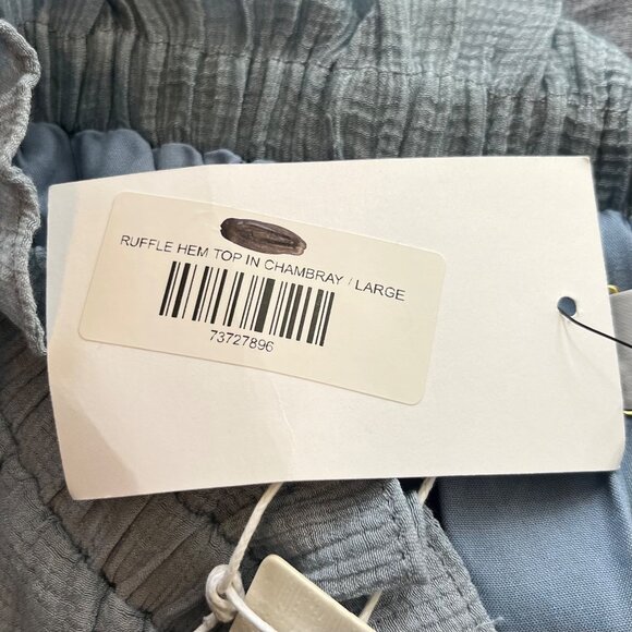 Bluivy Shirt Off Shoulder Cropped Womens Large Blue New Socielle - Picture 11 of 13